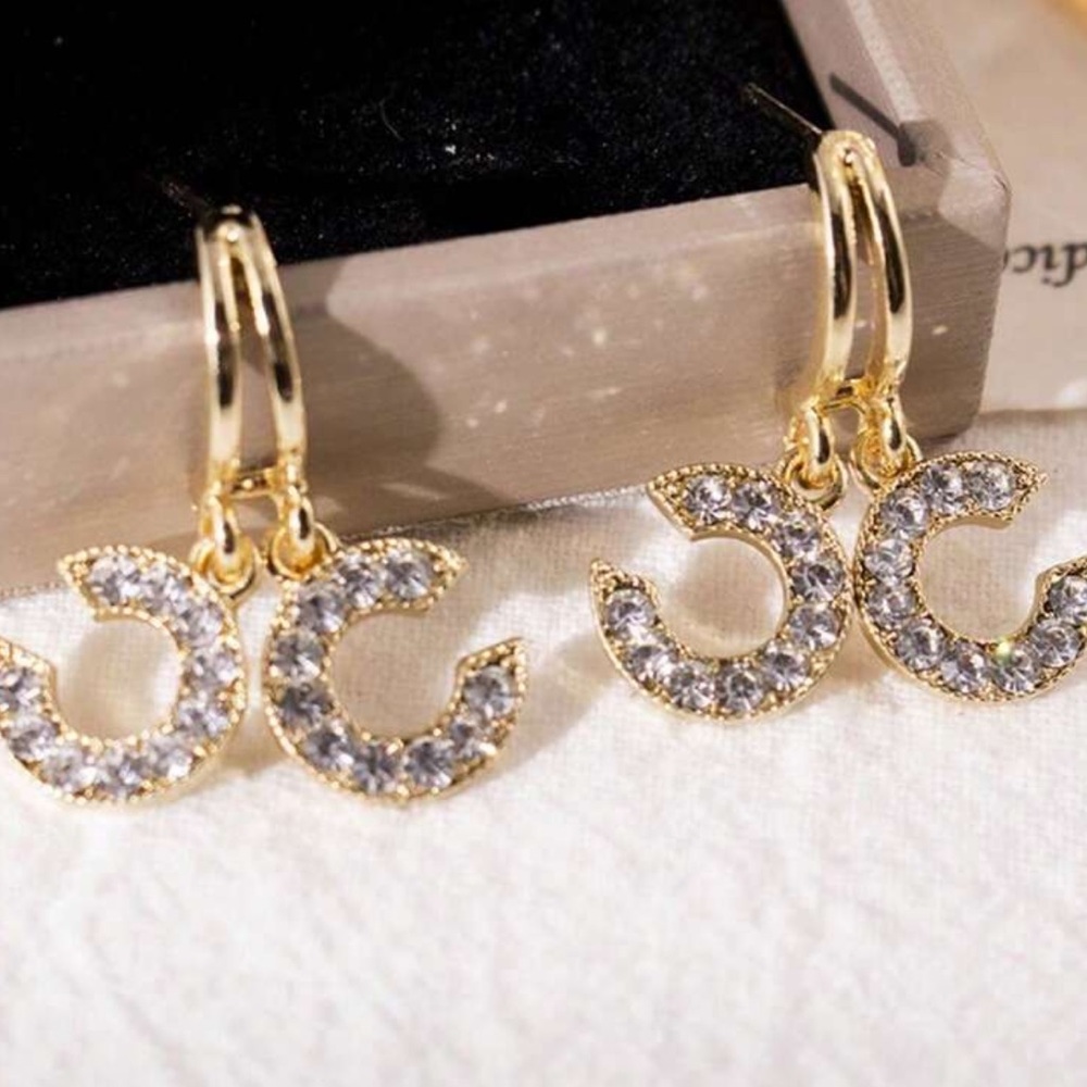 Fashion Jewelry Gold Crystal Earrings